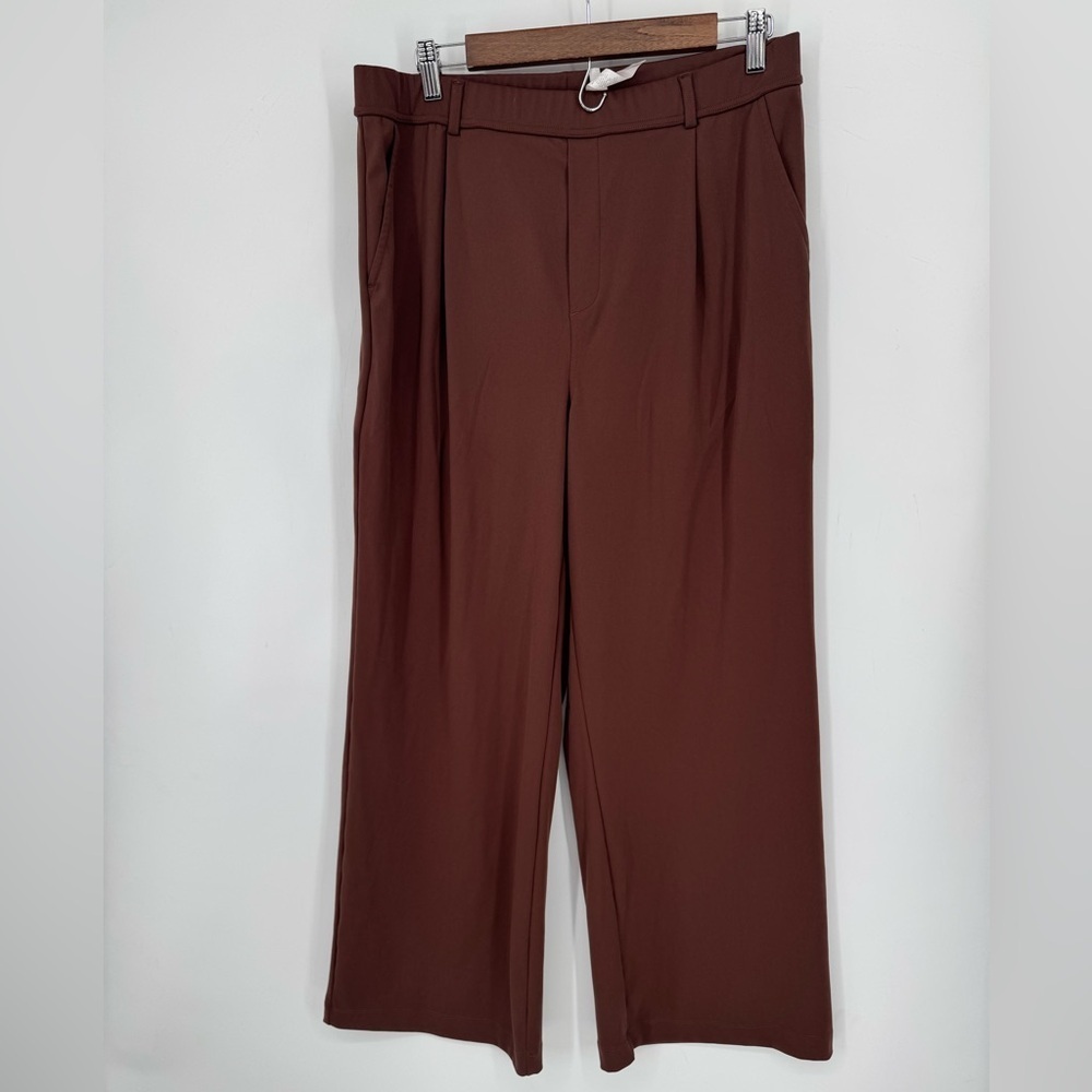 Halara Flex Day Stretch High Waisted Pocket Straight Leg Pants Brown Size XL